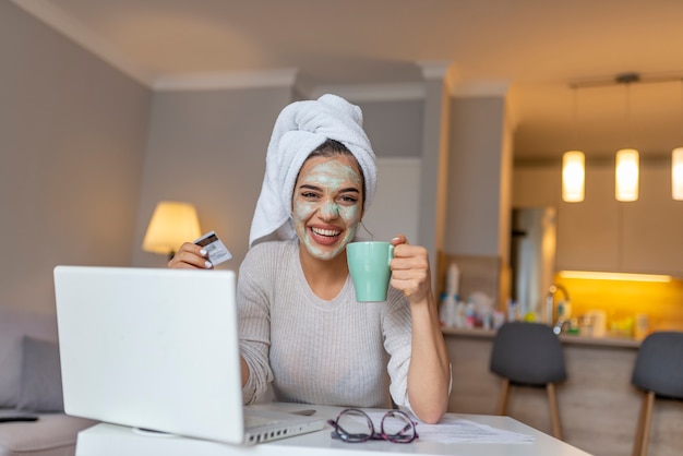 Woman working at home.