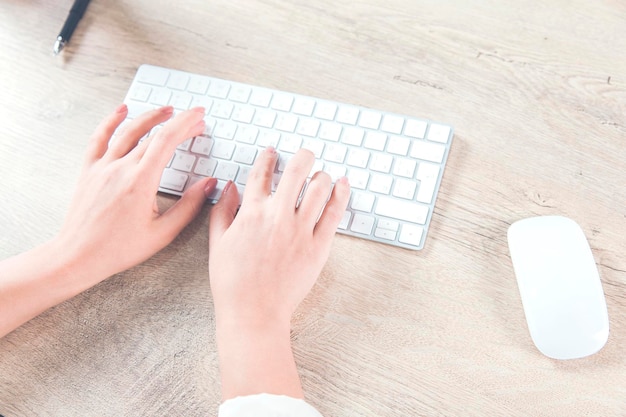 Woman working in keyboard