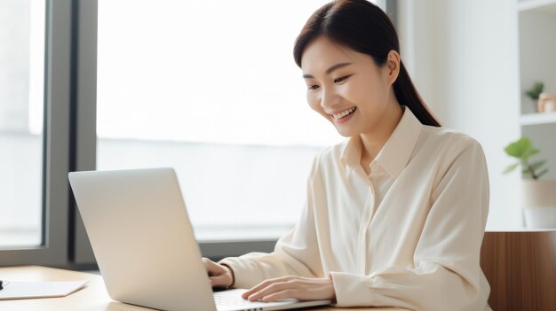 Woman Working on Laptop Computer