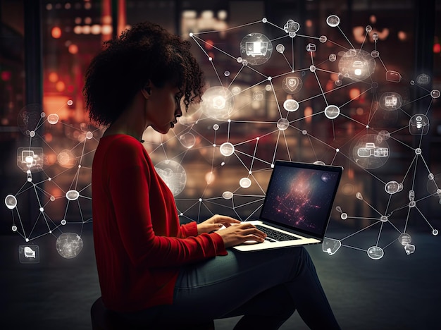 Woman Working on Laptop at Desk