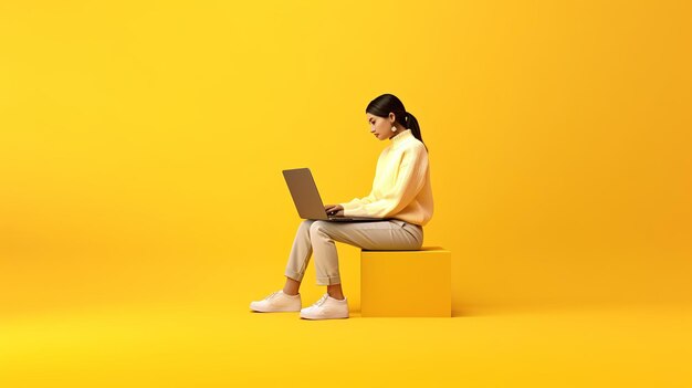 Woman working on laptop online checking emails and planning on the internet while sitting in an off