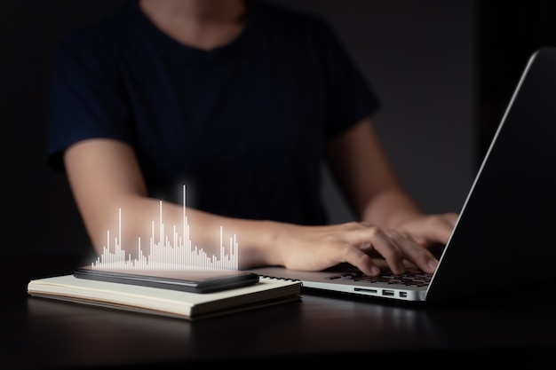 Woman working on a laptop