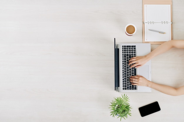 Woman working on laptop