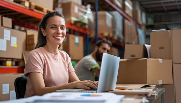 Woman working on laptop