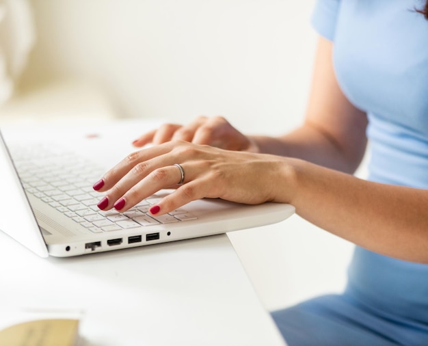 Woman working on a laptop