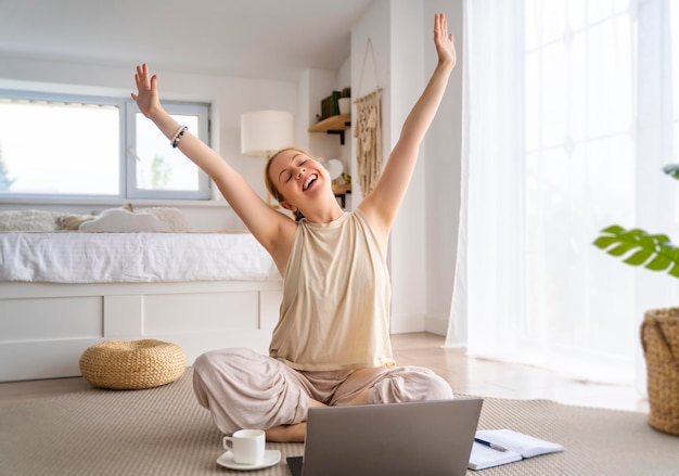 Woman working on a laptop