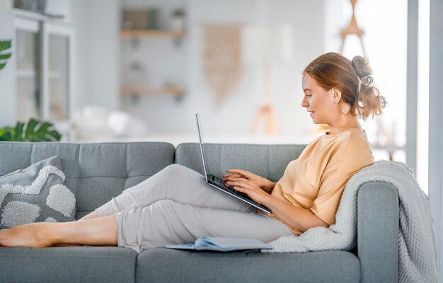 Woman working on a laptop