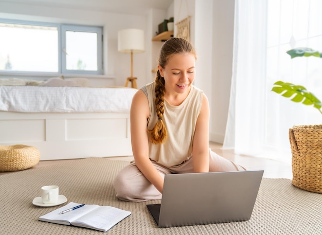 Woman working on a laptop