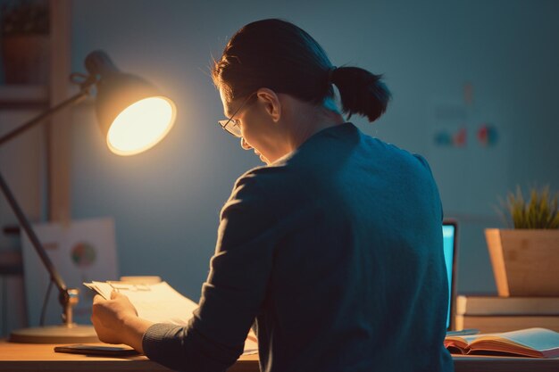 Woman working on a laptop