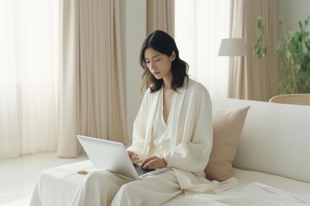 Woman working on laptop