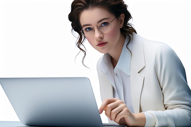 Woman working on laptop