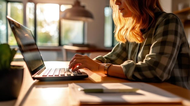 woman working on laptop