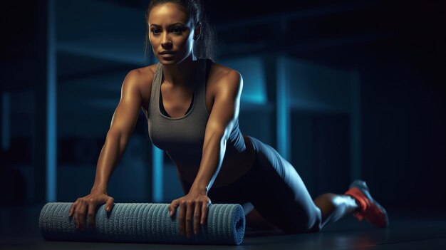 Photo woman working out in gym to stay fit and healthy