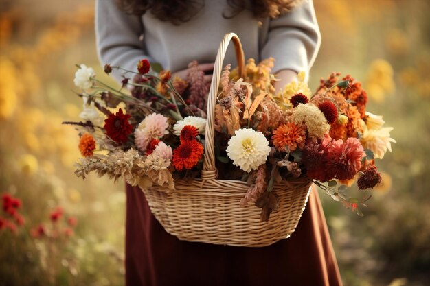 Photo woman working picking harvesting horticulture organic agriculture gardener flower basket watering plant farmer business