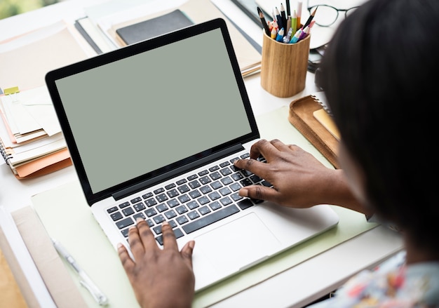 Woman working with laptop