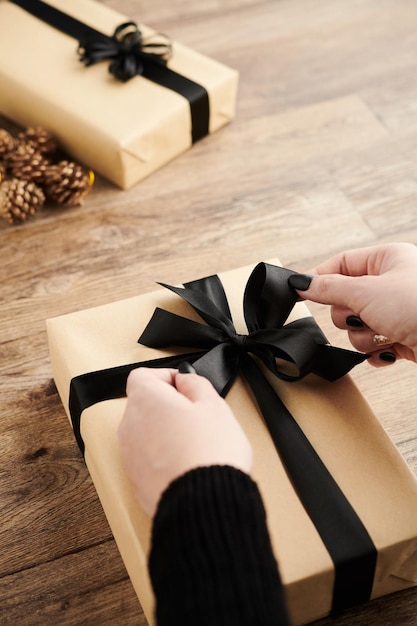 Woman Wrapping Christmas Presents