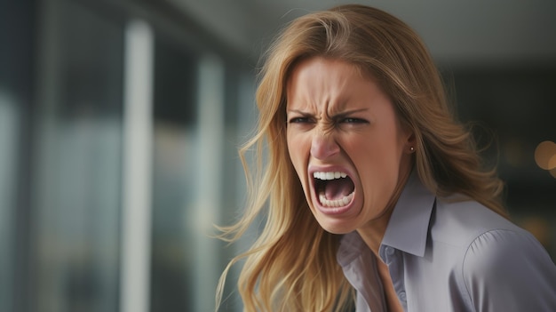 a woman yelling at something