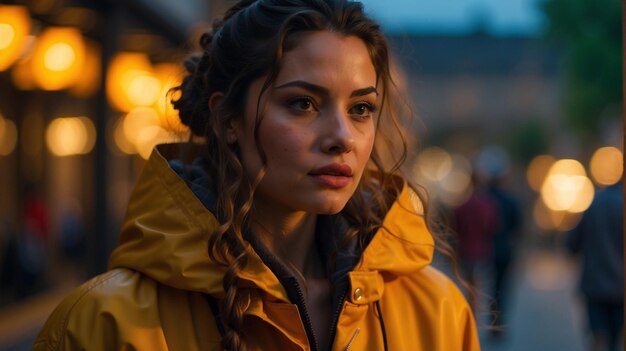 Woman in Yellow Raincoat