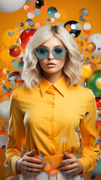 Женщина в желтой рубашке и солнцезащитных очках