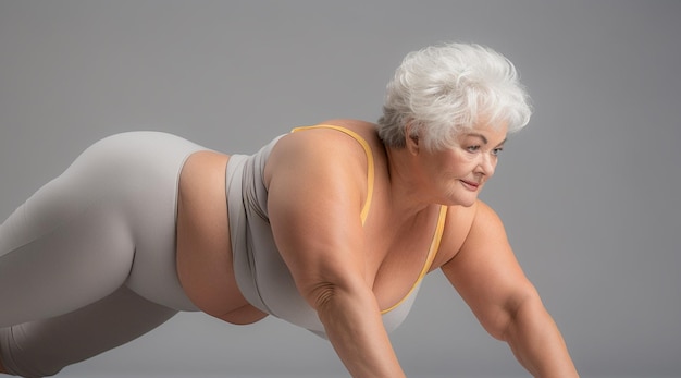 Woman in yoga exercise clothes doing push ups