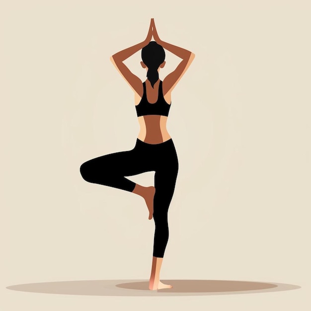 a woman in a yoga pose on a white background