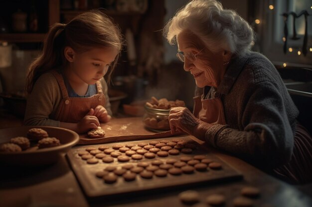 女性と少女がチョコレートのゲームをしている