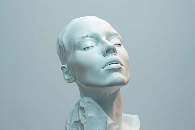 A woman39s face is shown in a white sculpture