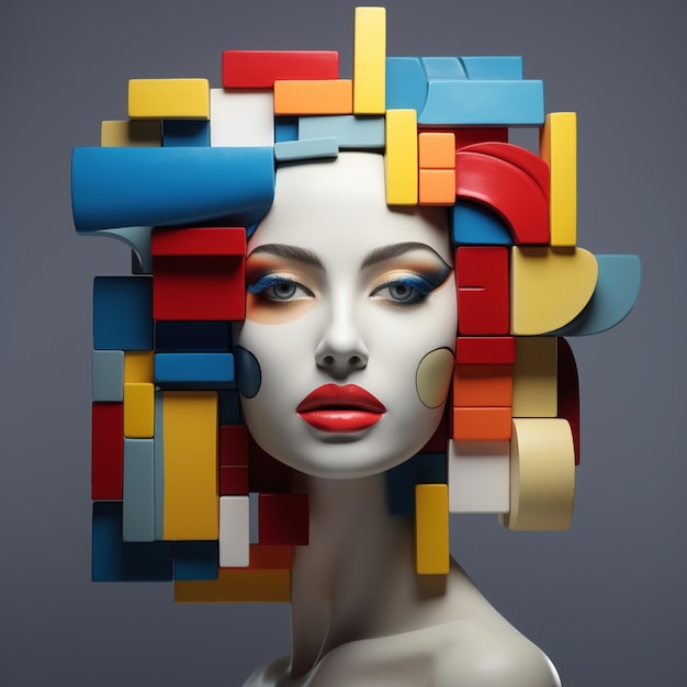 Woman39s face painted with abstract design wallpaper image AI generated art