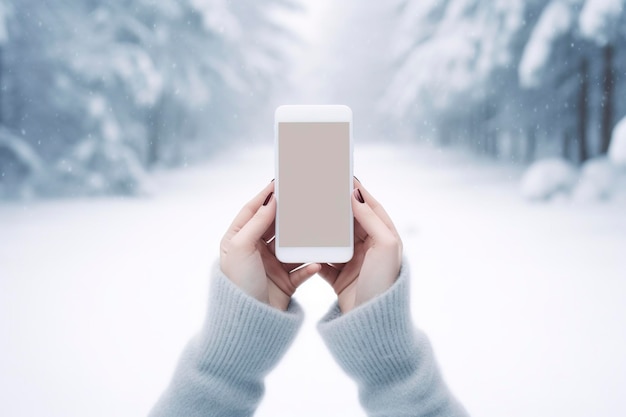 woman39s hands holding a phone on white