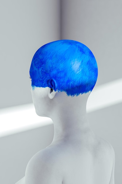 Photo woman39s head painted blue and whit