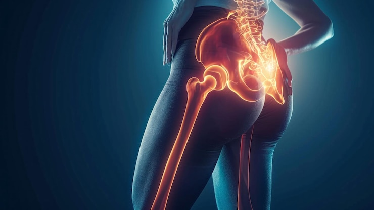 Photo a woman39s leg is shown with a bone and a red line