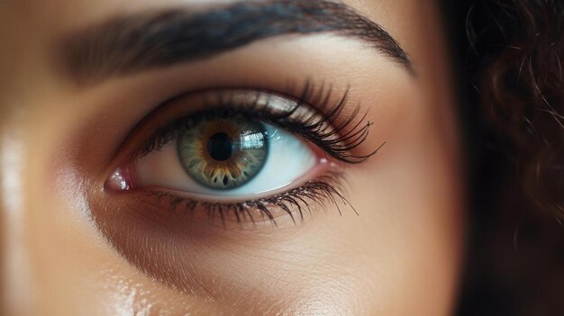 Photo a womans blue eye with a brown eye and a blue eye