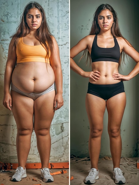 Photo womans body transformed after weight loss toned arms legs chest and waist