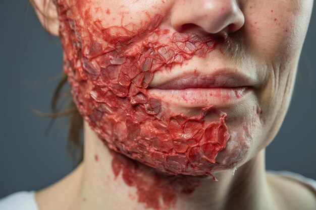 Photo a womans face covered in blood