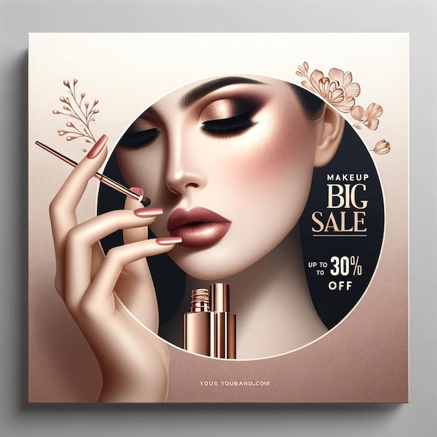 a womans face is covered Big sale Beauty center makeup salon banner and post for social media