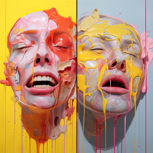 a womans face is painted with yellow paint and the word  s  on it