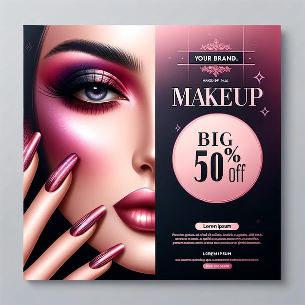 Foto un poster di vendita di makeup per una vendita di make-up per il viso di una donna