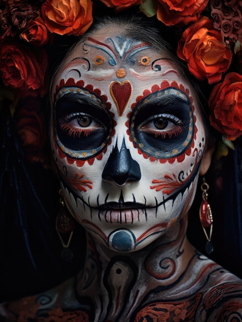 Womans face with Day of the Dead makeup