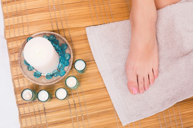 Womans feet after a pedicure at the beauty salon