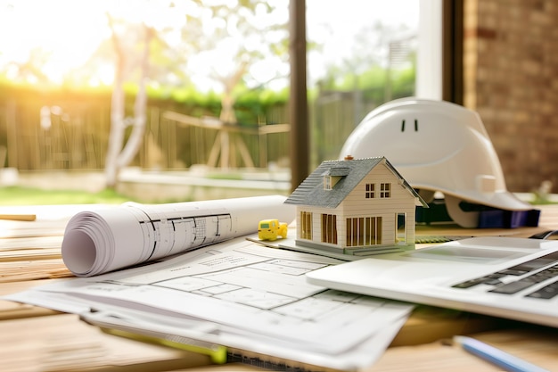 Photo womans hand holding a key with house model real estate concept