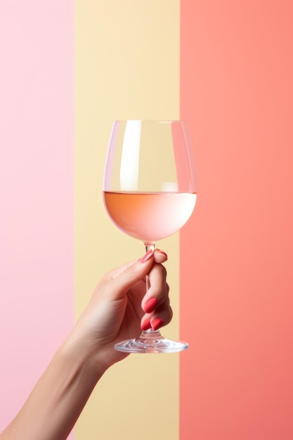 Photo womans hand holding a wine glass