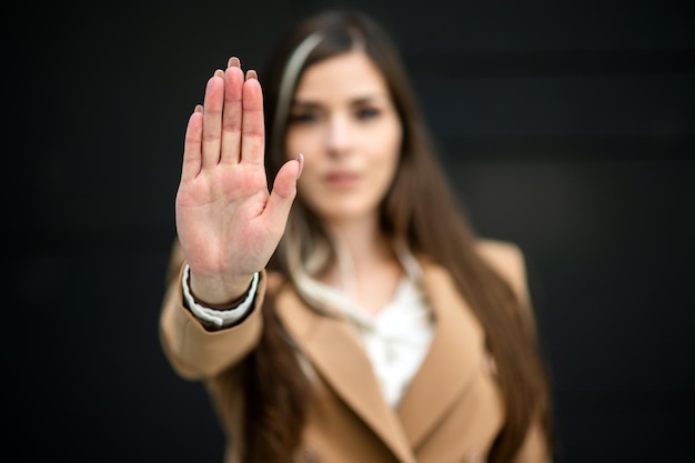 Womans hand showing reject or stop