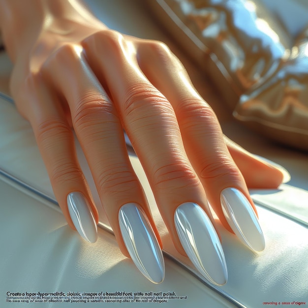 Женская рука с длинными белыми ногтями