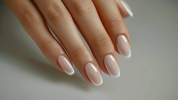 Womans Hand With Pink and White Manicure