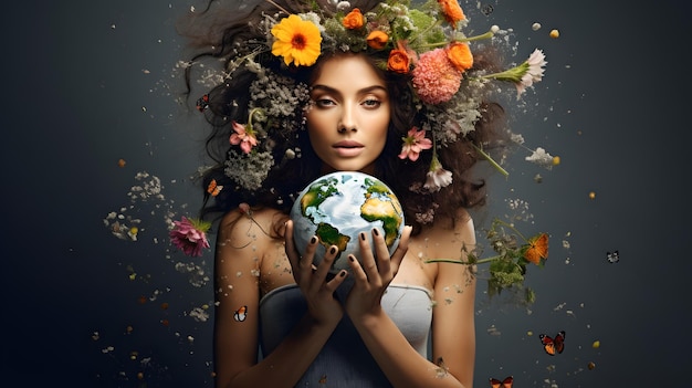 womans hands holding the earth save the planet earth day concept