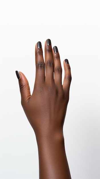 写真 白い背景の女性の手 エレガントなアフロ女性の手のひらや手首