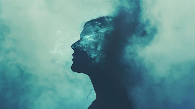 Womans Head Silhouette With Smoke