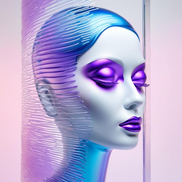 Womans Head With Purple and Blue Makeup