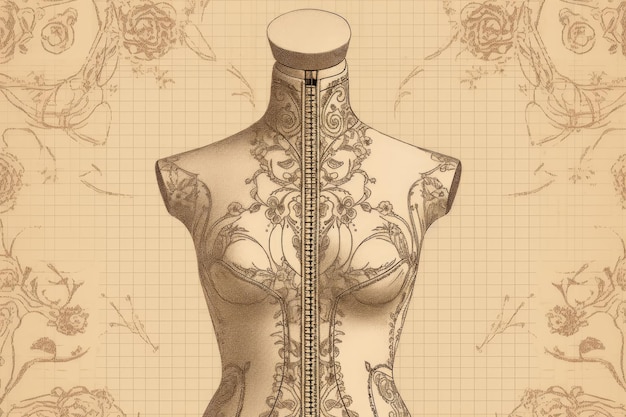 Photo womans torso with a zipper representing the idea of hidden secrets or concealed emotions generative ai