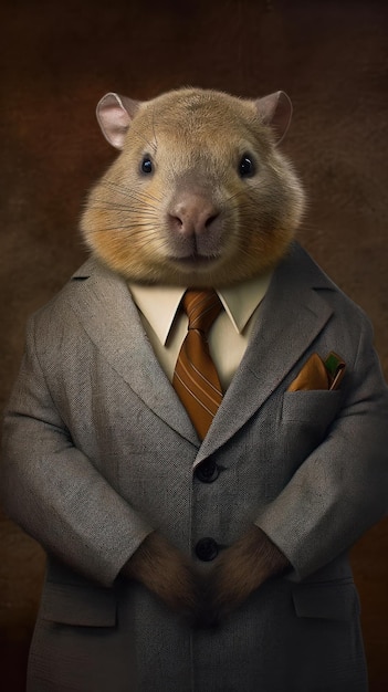 Wombat in a Business Suit in an AustralianThemed Office AI Generated